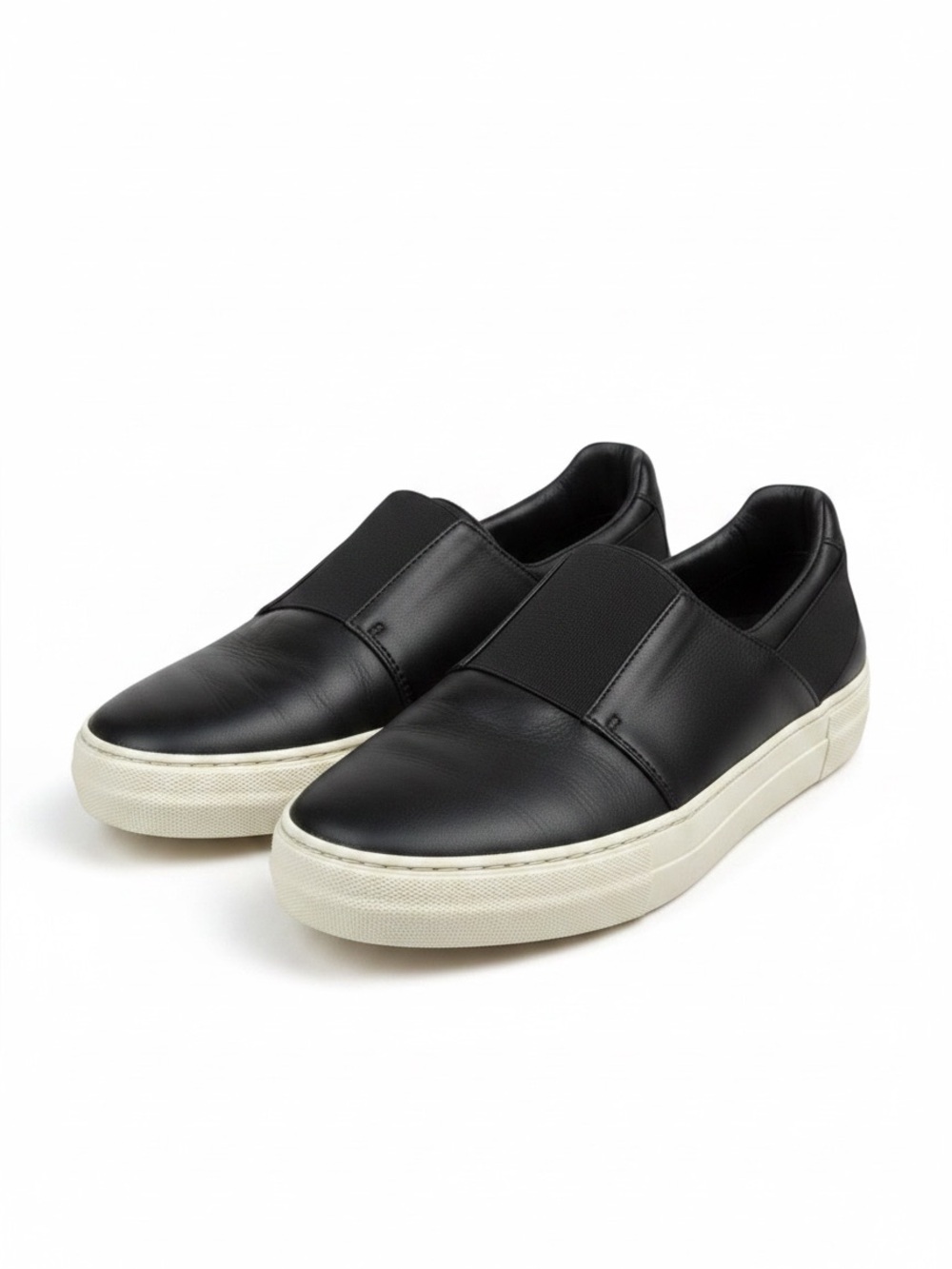 Helmut Lang black leather slip-on sneakers